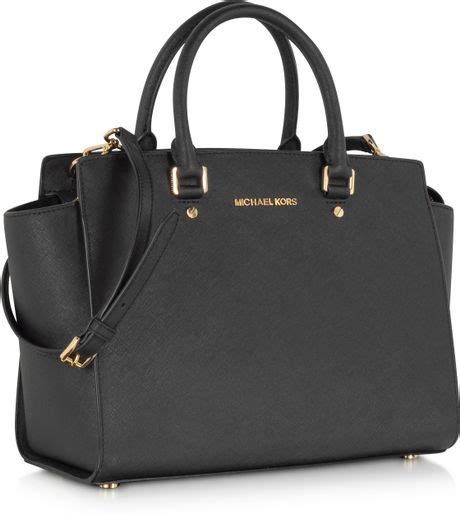 Michael Kors Selma Large Top Zip Saffiano Leather Satchel Black